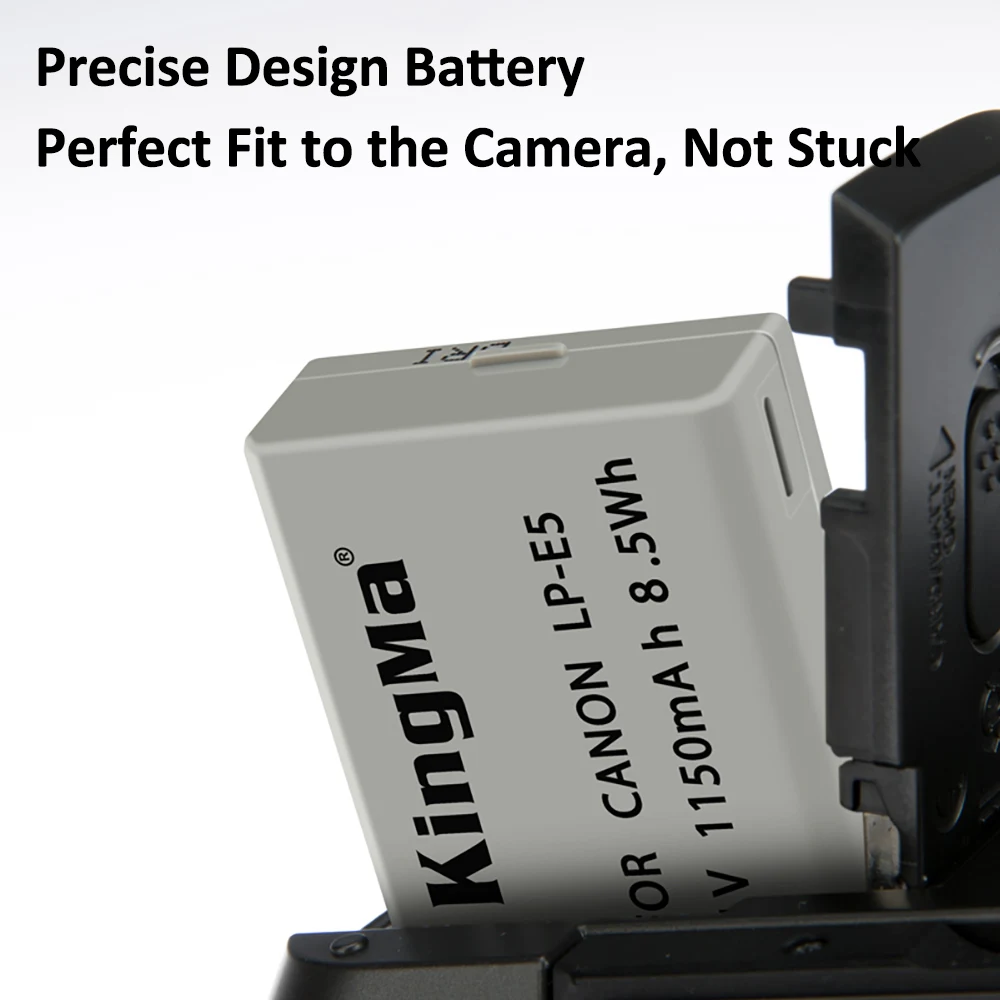 
KingMa 1150mAh LP-E5 Li-ion Battery and Dual Charger for Canon EOS Rebel XS, Rebel T1i, Rebel XSi, 1000D, 500D, 450D 