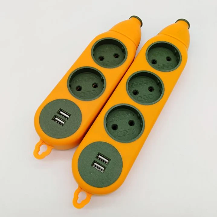 Explosion-proof Breakingproof  Schuko 2 Outlets Electric European USB Power Strip Extension Socket
