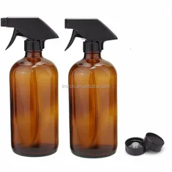 500ml 500ml 16oz Amber Glass Spray Bottles with Black Sprayer Trigger for Essential Oil Aromatherapy cleaning