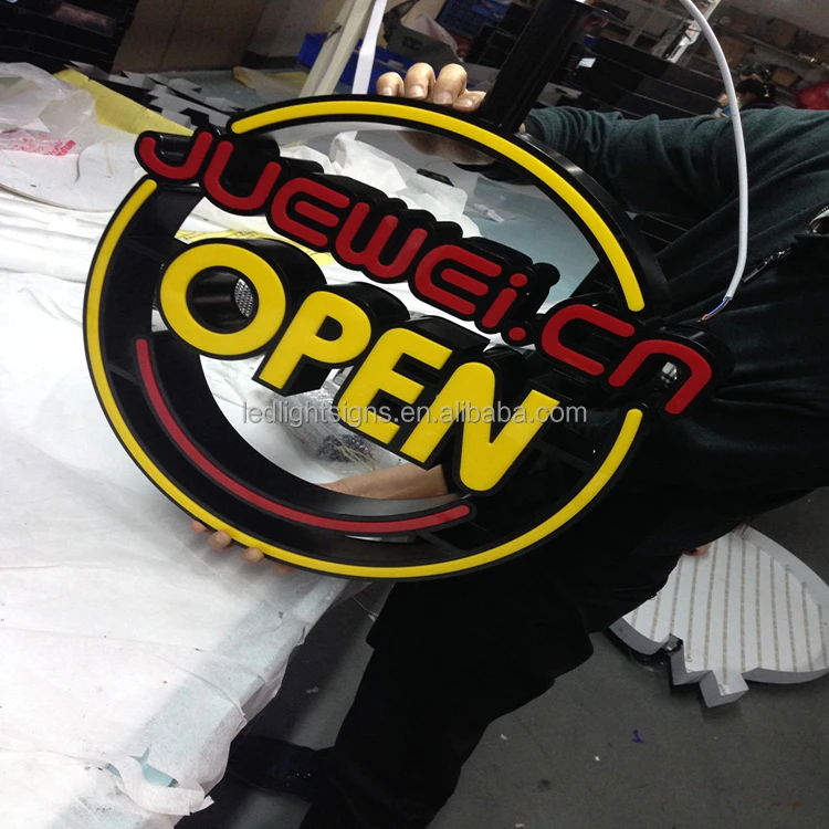 Customized design stainless steel galvanized steel protruded acrylic led sign board neon sign outdoor led open sign