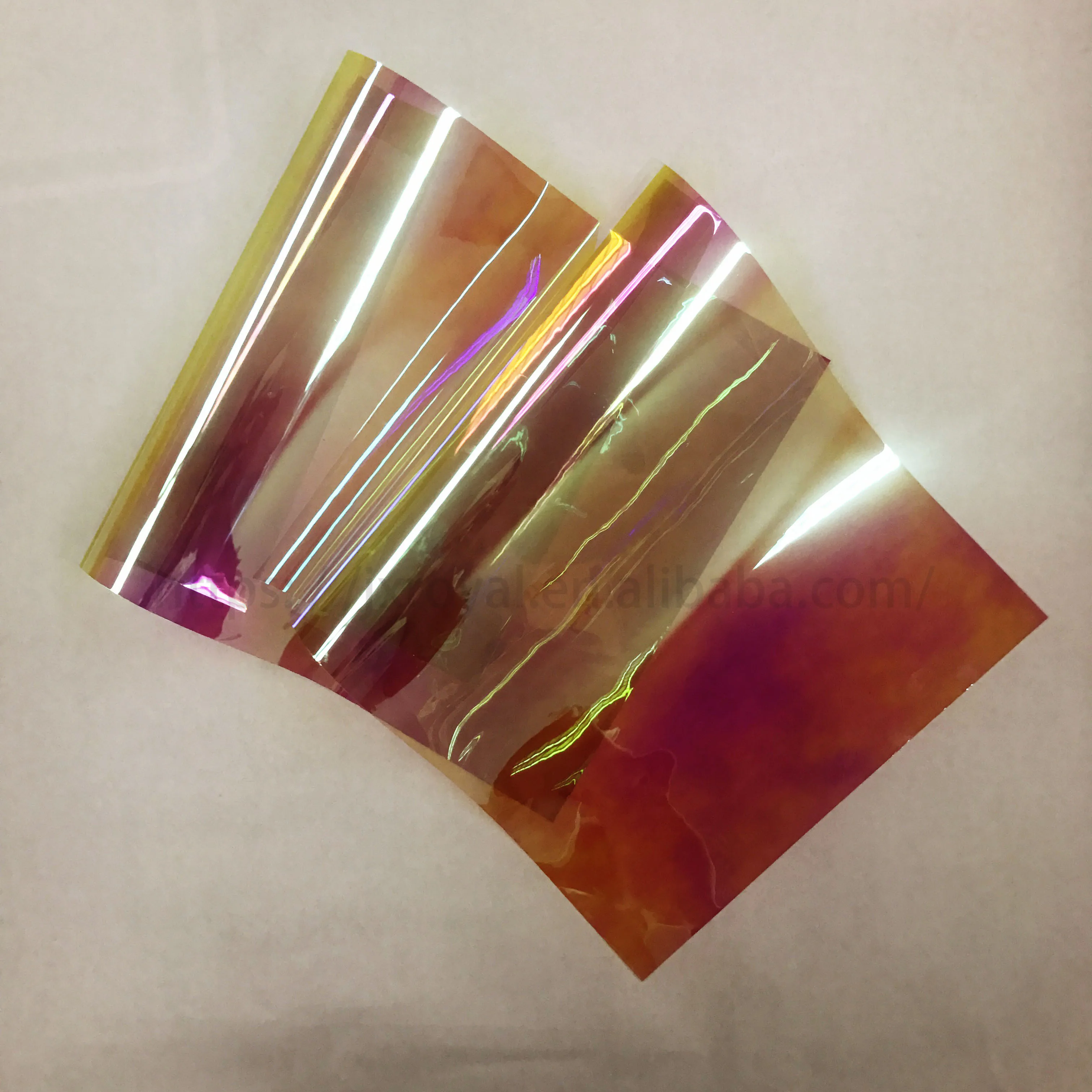 
RG red dichroic iridescent cellophane rainbow window film 