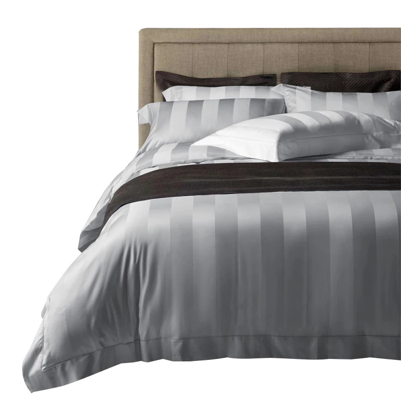 100% cotton checkered queen stripe duvet cover sets with pillow case bed sheet