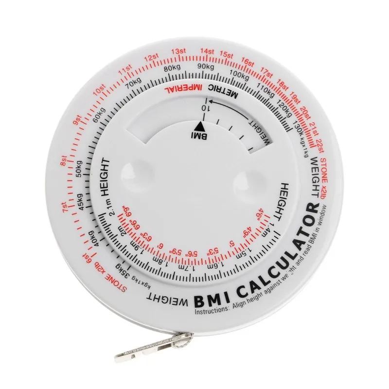 White big round shape BMI measure tape bmi calculator body measure tape