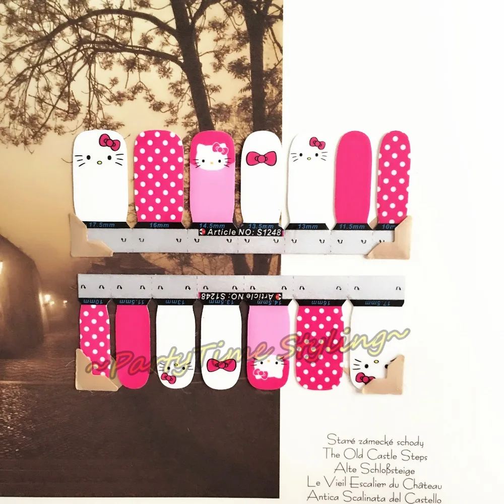 Lovely Kitty Cat Nail Art Sticker Patch 14 pcs set Waterproof Decals Foils Gel Polish French