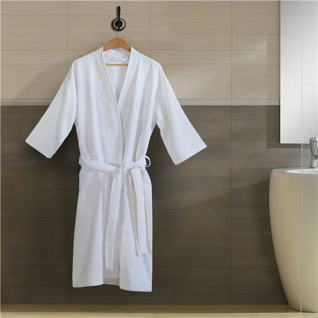 Cheap Double Layer White Shawl Collar Luxury Hotel Waffle Terry Bathrobe