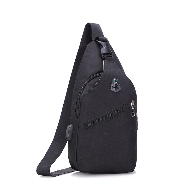 USB Charging Sling Bag Men Chest Bags with Earphone hole