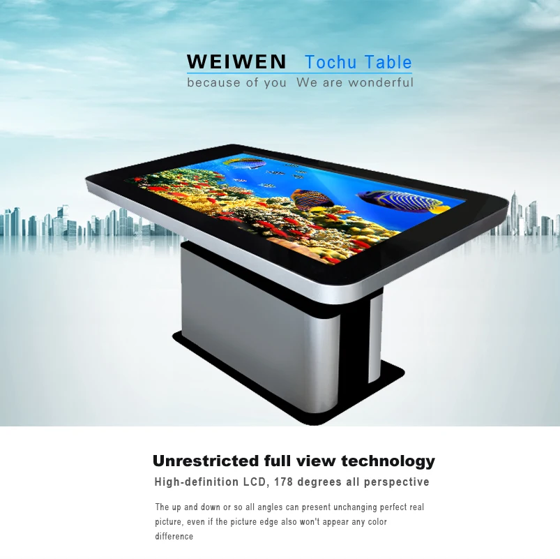 43 55 65 86 inch lcd built in pc monitor touch screen interactive coffee table