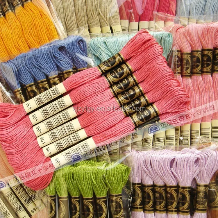 Wholesale good quality Royalbroderie 100% cotton cross stitch embroidery thread packed with bags of 12 pieces
