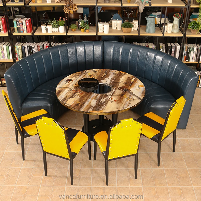 Wholesale custom made modern furniture used leather seating round restaurant booths