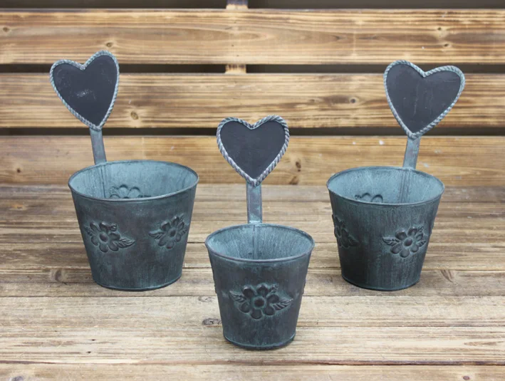 Outdoor Plant Pot Shop Decoration Window Fresh Blackboard Container Packing/giftpacking Antique Metal with Garden Flower Iron