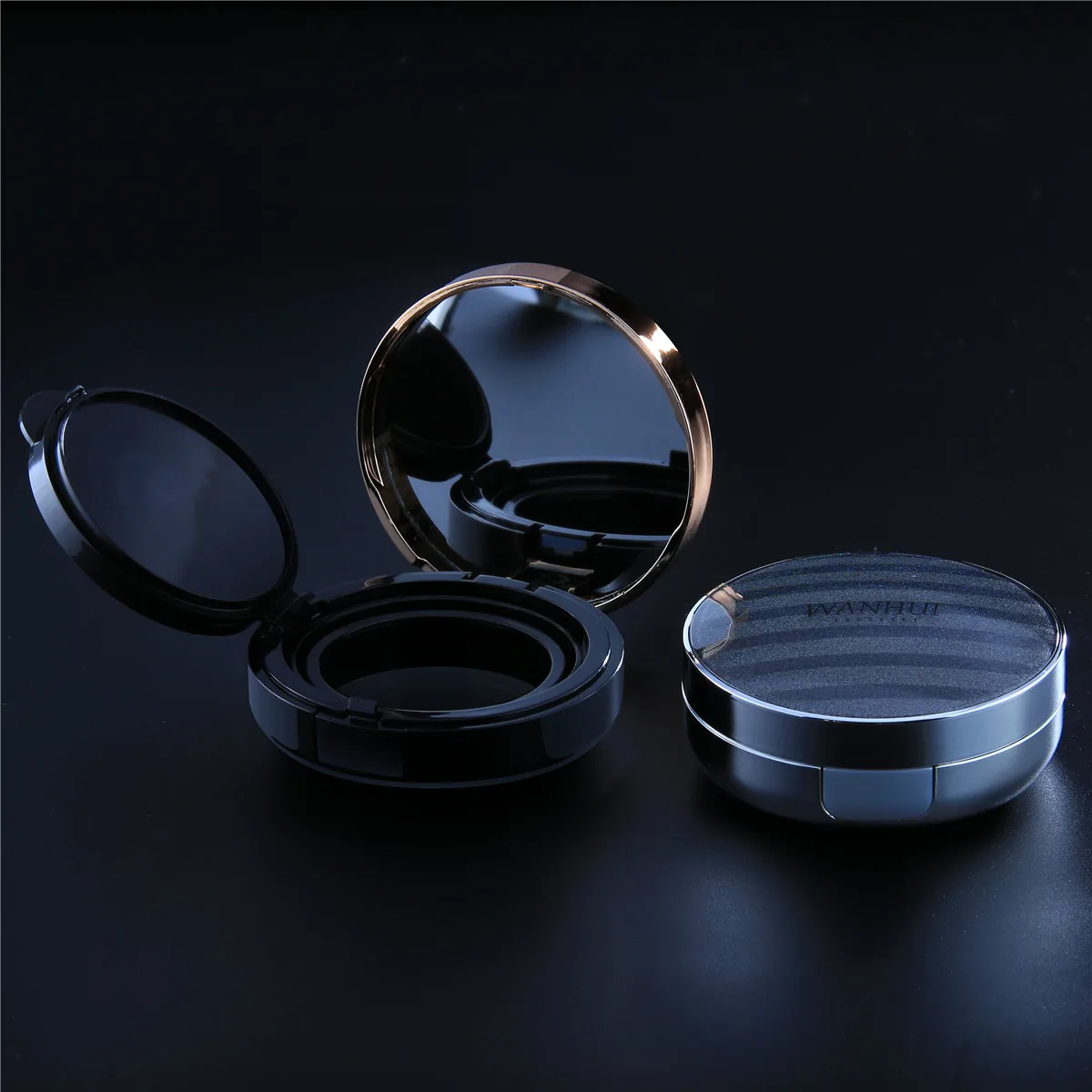 High Quality Round Empty Compact Powder Container Pressed Powder Case Loose Powder Personal Care Bubble Bag +foam Carton Box 18g