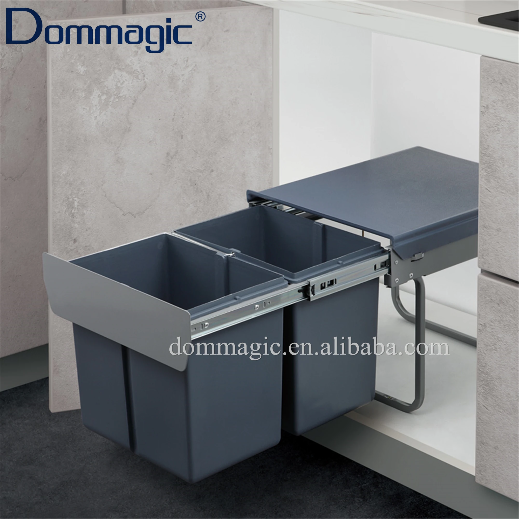 Dommagic Kitchen Cabinet Door Mounted Pull Out Waste Bin
