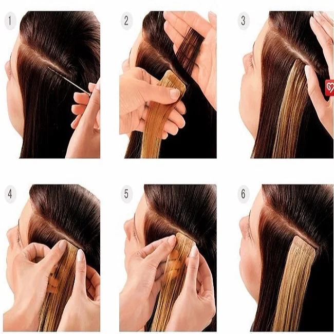 Best russian virgin hair #1B glam seamless tape hair extensions human