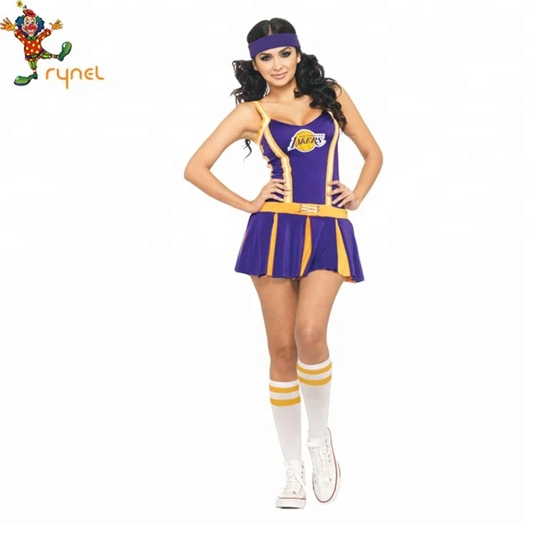 USA High School Girl Purple Sexy Dance Cheerleading Costume