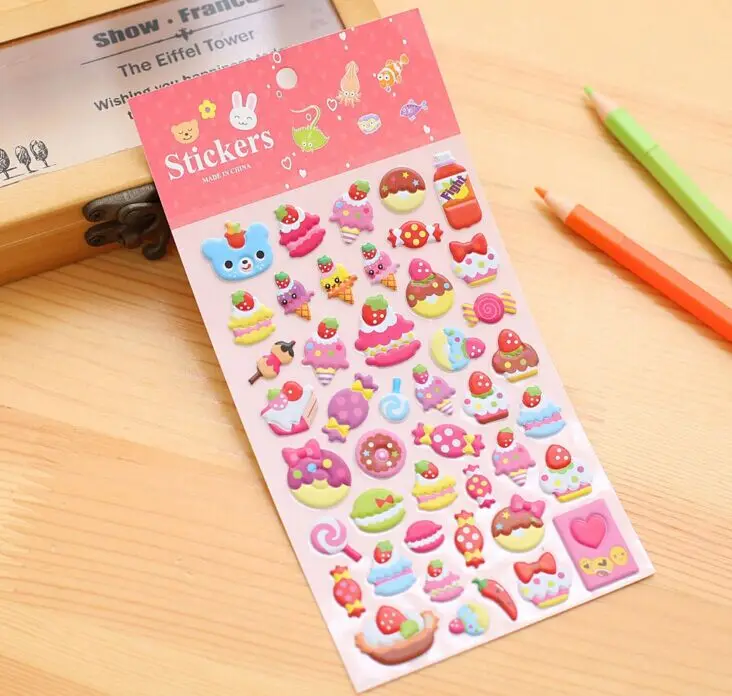 Custom OEM adhesive cartoon 3D puffy sticker