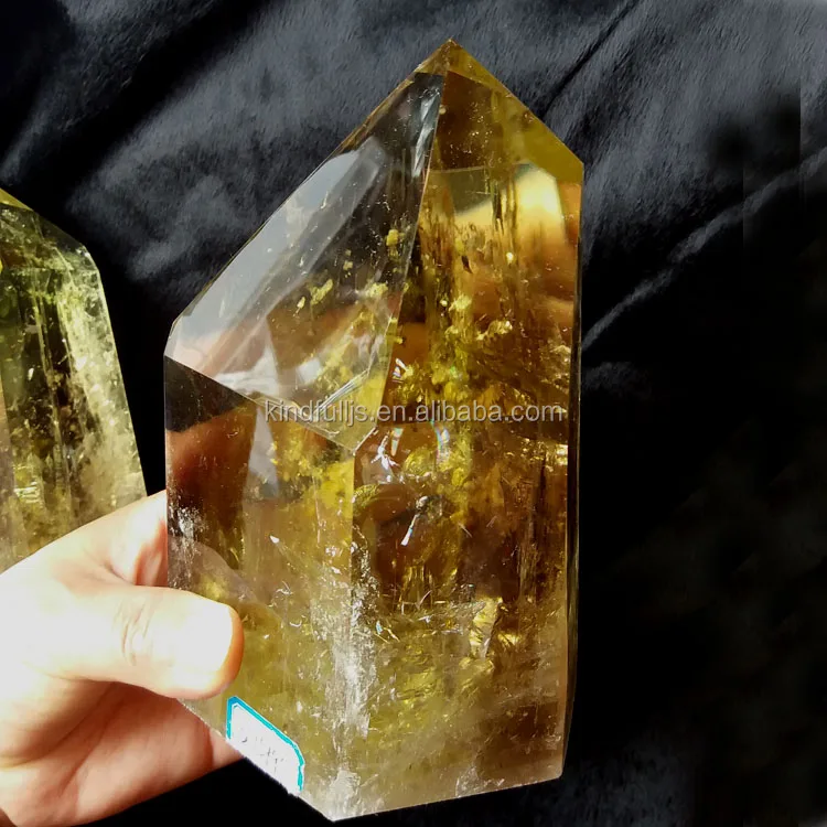 top quality natural rock polished citrine quartz stone wand yellow crystal points for sale