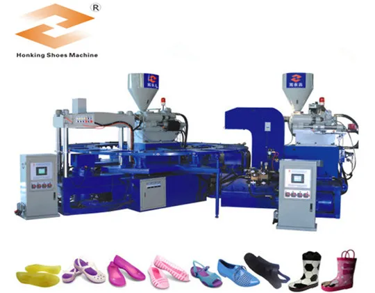 Rotary 24 stations 2 color PVC air blowing slipper injection machine