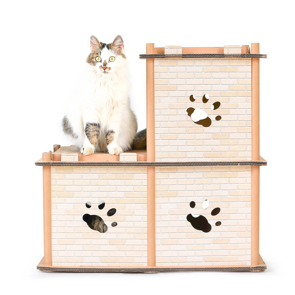 
DEKU Cat Scratch Lounge Cardboard Cat Scratchers 2 Layers House corrugated cardboard Cat House with Scratching Boards 
