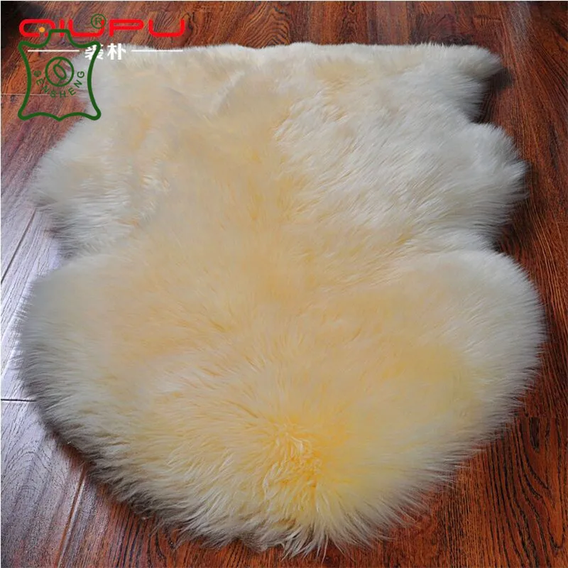 Popular Luxury Real Sheepskin Rugs Dark Brown Pink Beige White Fur Rugs Home Decoration