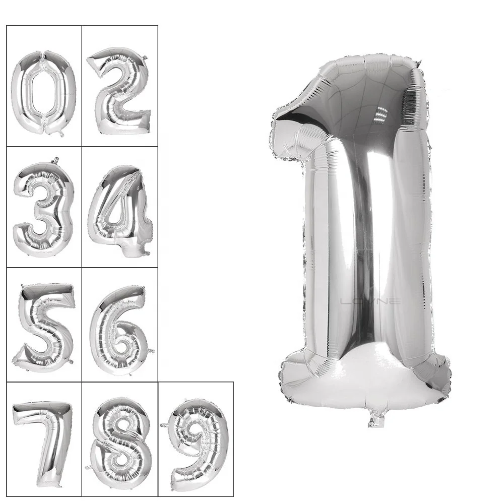 
TF 40 Inch Big Foil Balloons Number 0-9 Letter Foil Balloons Party Decoration Helium Happy Birthday Balloon Huge Size Jumbo Gold 