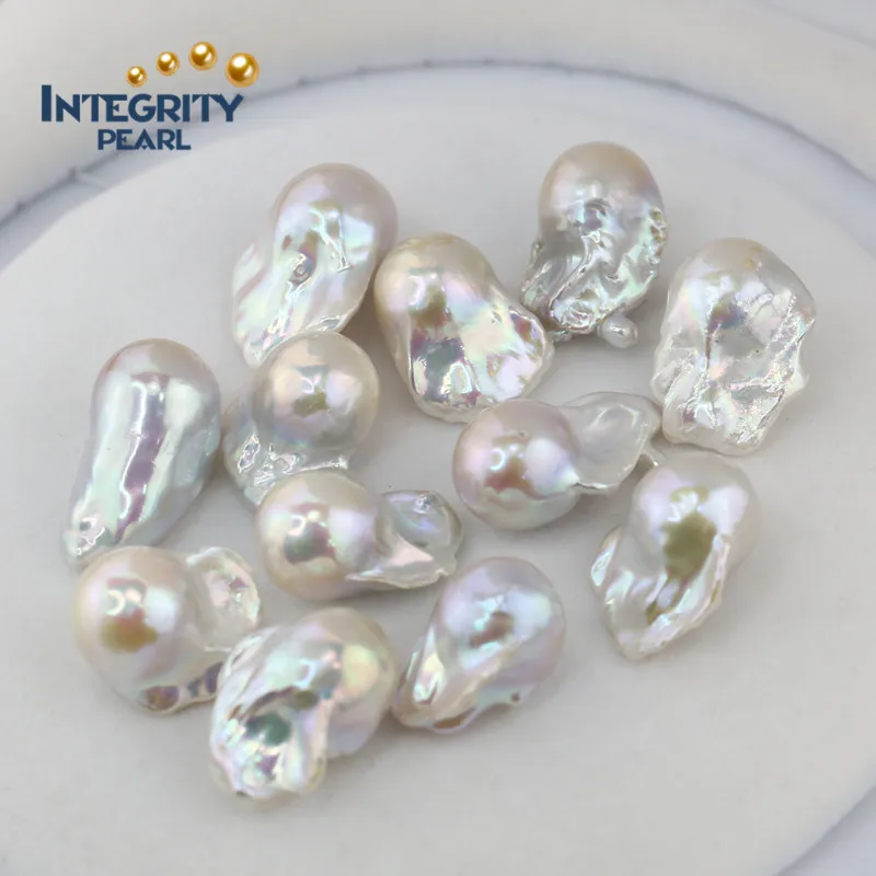15-16x20-30MM nucleated nucleus nuclear fireball no hole half drilled large big size freshwater baroque natural real loose pearl