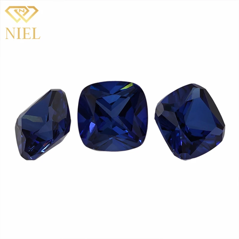 Niel gems stone prices 34# color synthetic corundum gem loose blue cushion cut stone sapphire gemstone