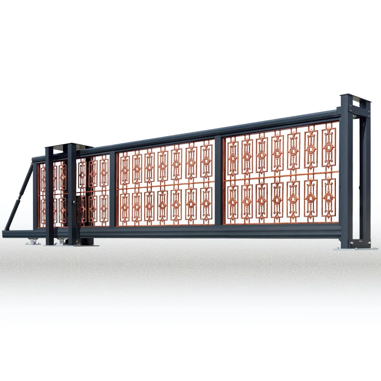 Modern sliding walk through gate motor italy automatic galvanized iron sheet channel gate model design