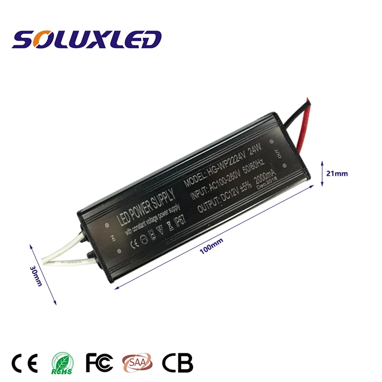 IP67 DC12V 12W 2A LED Constant Voltage Switching Power Supply