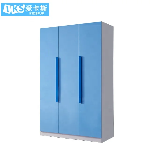 Оптовая цена, блестящий лаковый дизайн, детская кровать, синий комплект мебели для спальни для детей