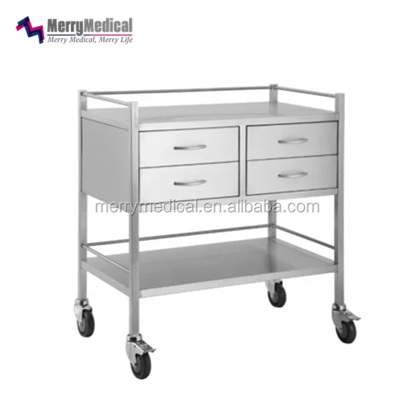 Hospital dressing trolley 4 Drawer with side rail