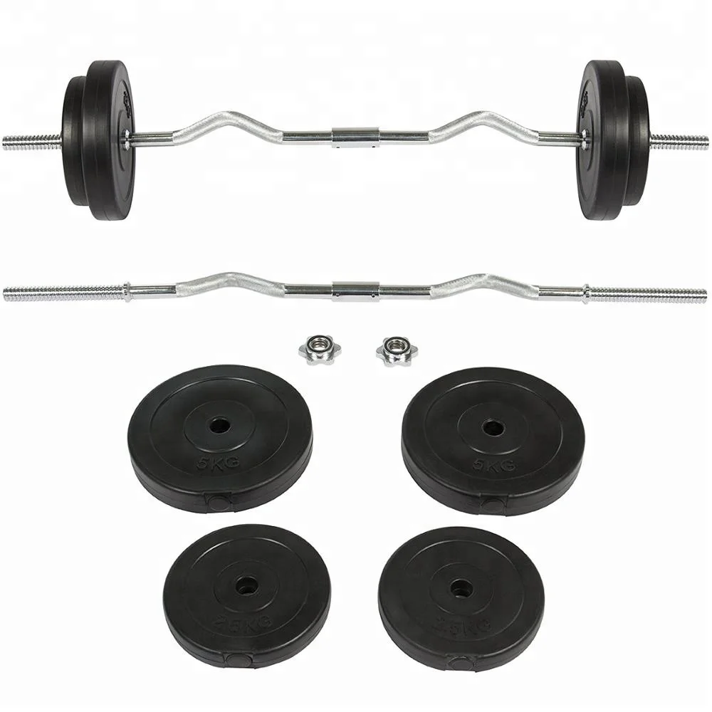 25kg Amazon 2 Parts Cross Fit  Adjustable Curl Cement Barbell