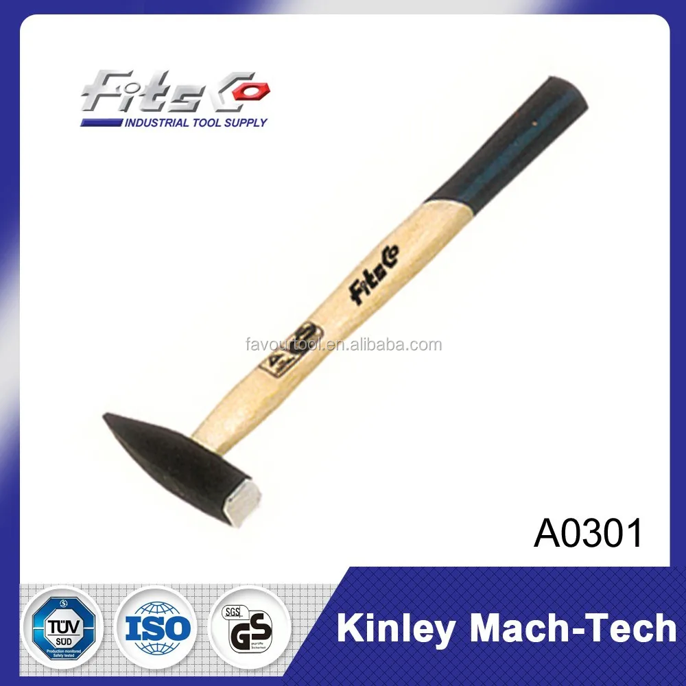 German Type Machinist Hammer With Wooden Checked Handle