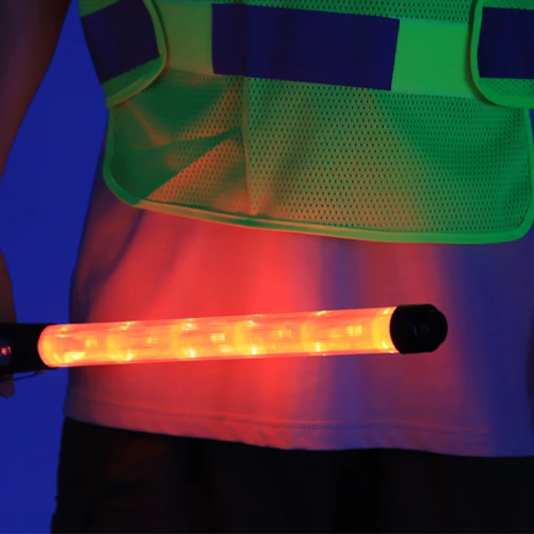 Waterproof Battery LED traffic wand control reflective safety baton police stick with siren