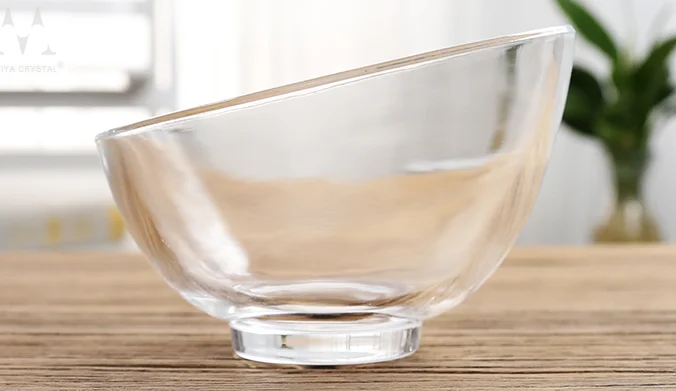 Machine press slant mouth glass bowls,clear slant clear glass  bowl