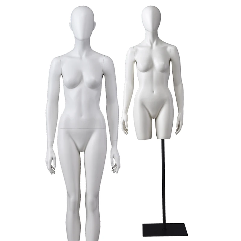 Abstract face beautiful curvy half upper body fiberglass dummy egghead petite female mannequin