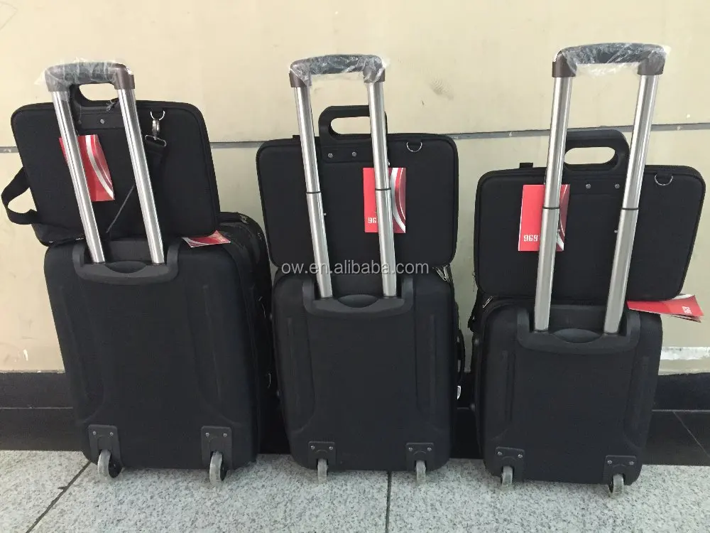 EVA 600D polyester black color 6pcs trolley luggage set travel suitcase bag