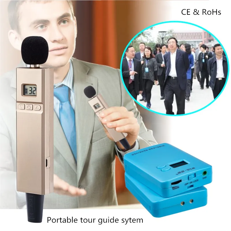 2 years warranty extremely noise-eliminating microphone uhf wireless translation system with wireless headset mic