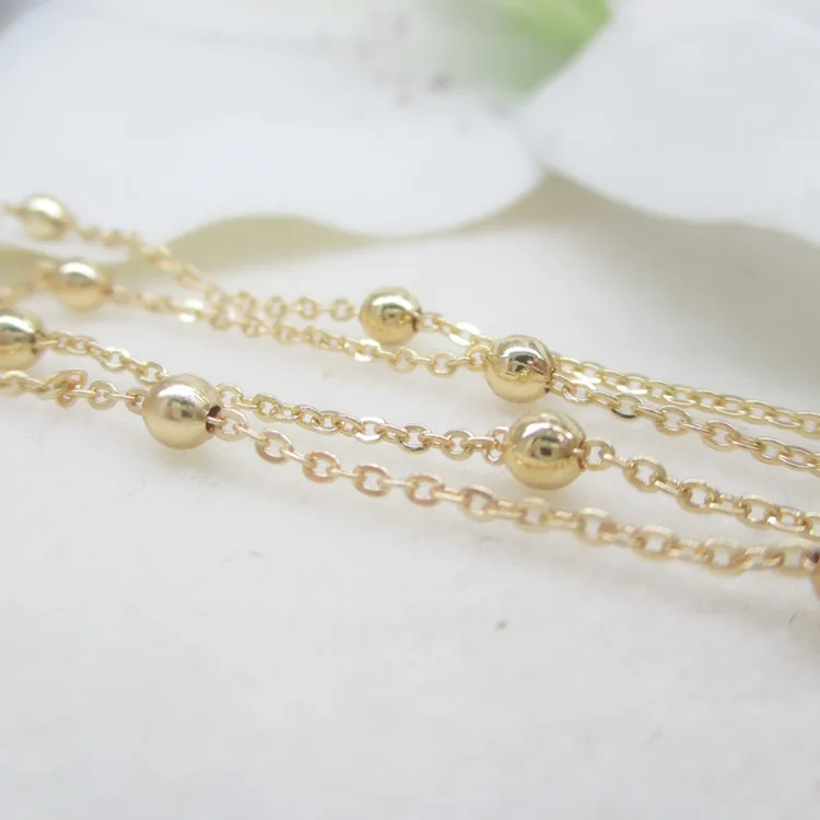 NANA high quality 24k italian gold filled chain with 3mm round bead, 1.5mm chain size