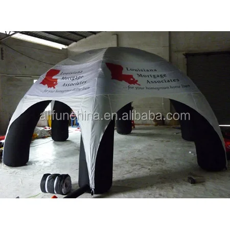 
inflatable doom tent with white top and black leg. spider doom tent 