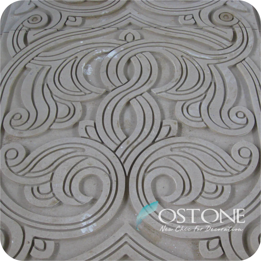 
Art Flower Design Yellow Limestone Carved Stone Wall Reliefs For Building Exterior Wall 