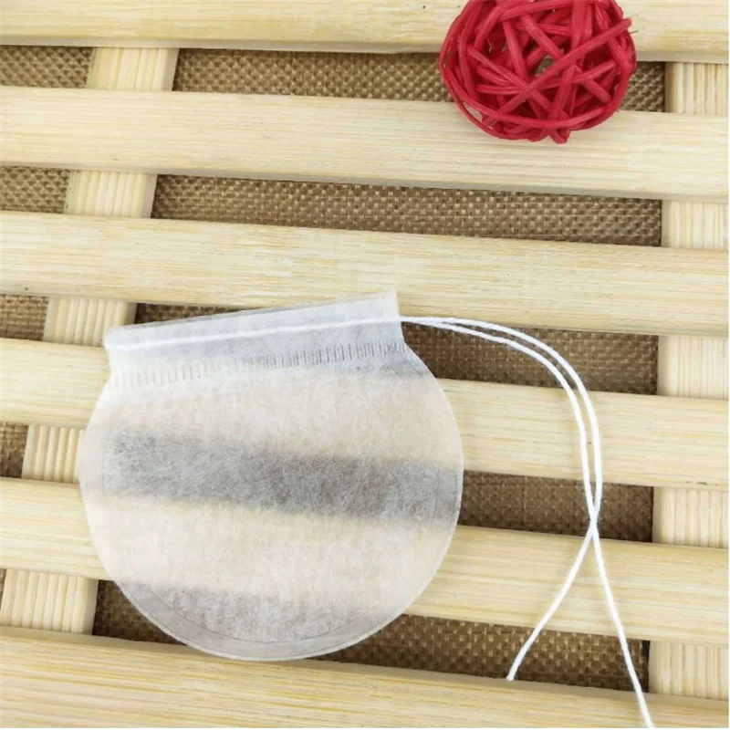 Drawstring sealing PLA biodegradable empty round corn fiber  tea bag