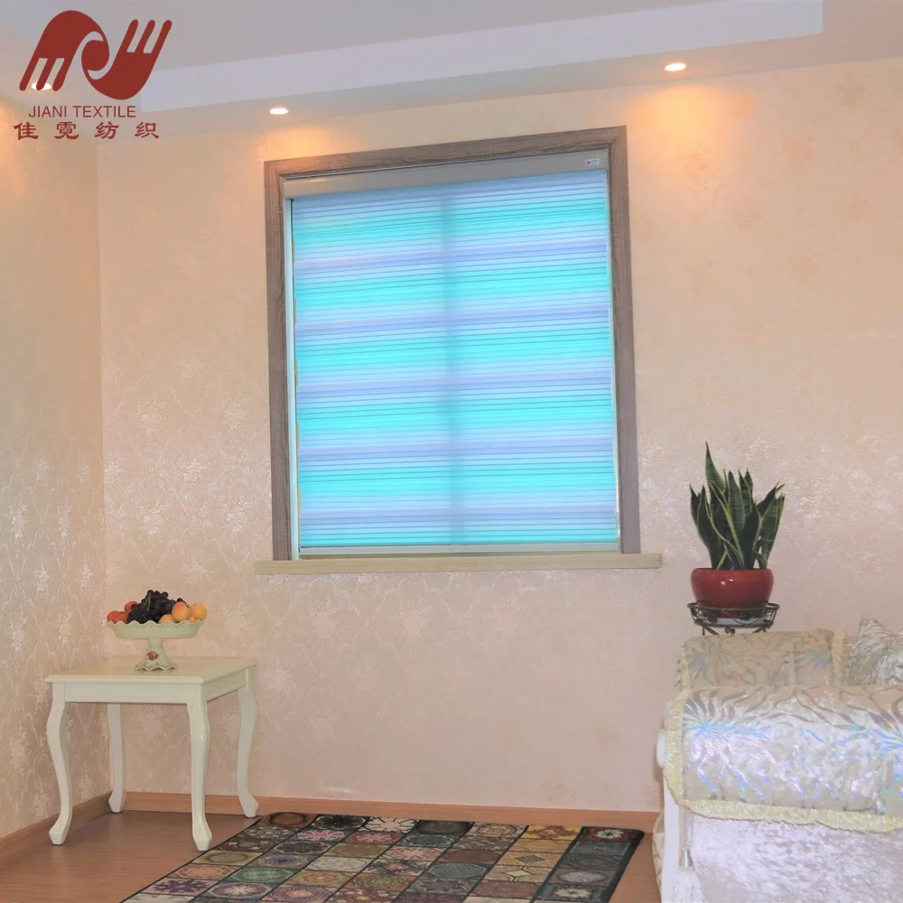 custom sunscreen gradient color sheer curtain fabric one way vision roller zebra pleated blinds