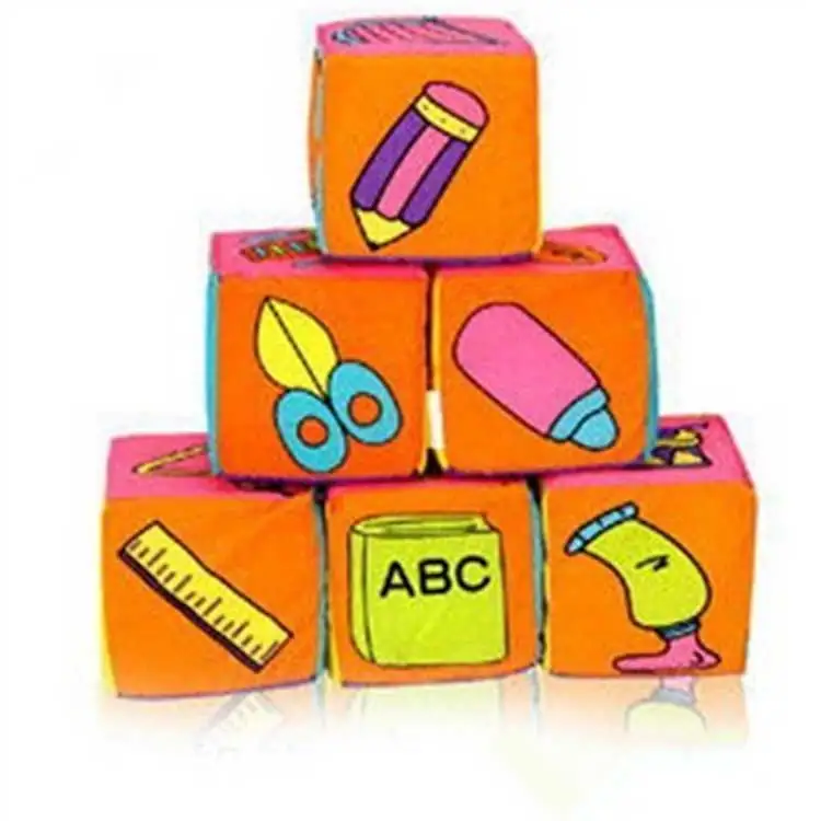 Custom Designs Plush Words and Pictures Cube Block Soft Baby Education Toy Dice Toys