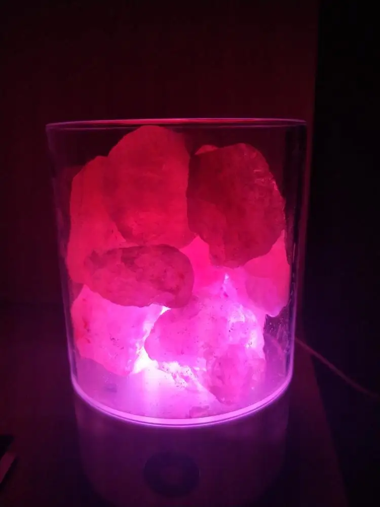Dimmable USB Hymalain Sea Salt Crystal LED Desk Nightlight with Touch Dimmer Control Adjustable 7 Color Changing Night Light