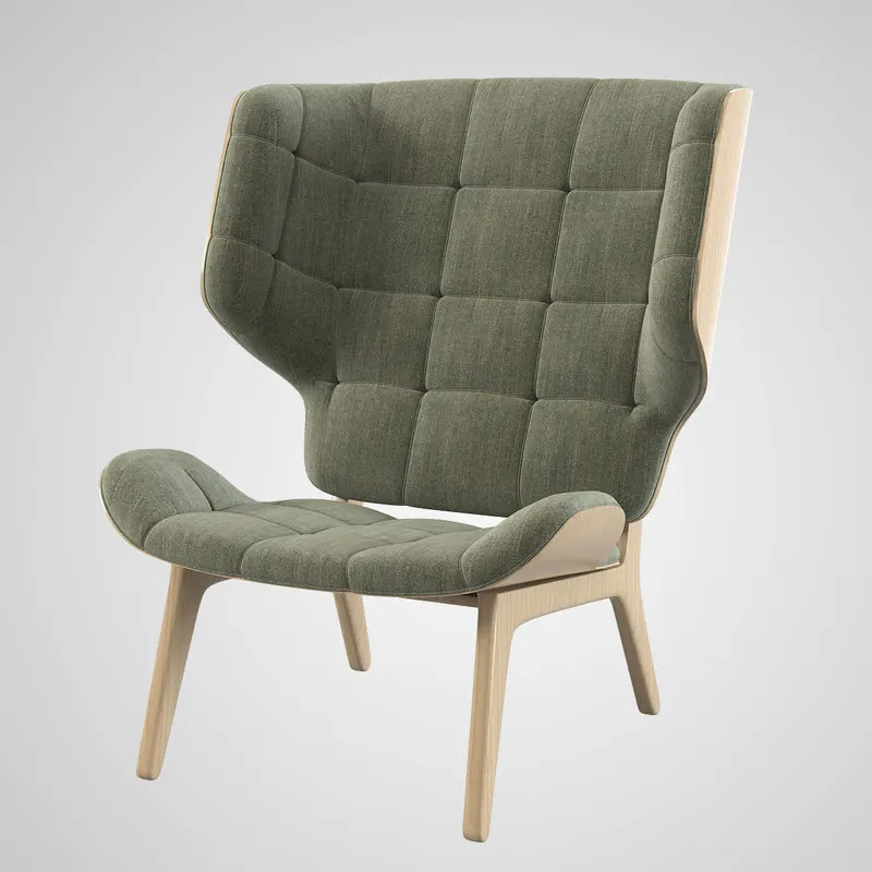 
Vintage design furniture house Grey leather bentwood Mammoth lounge chair 