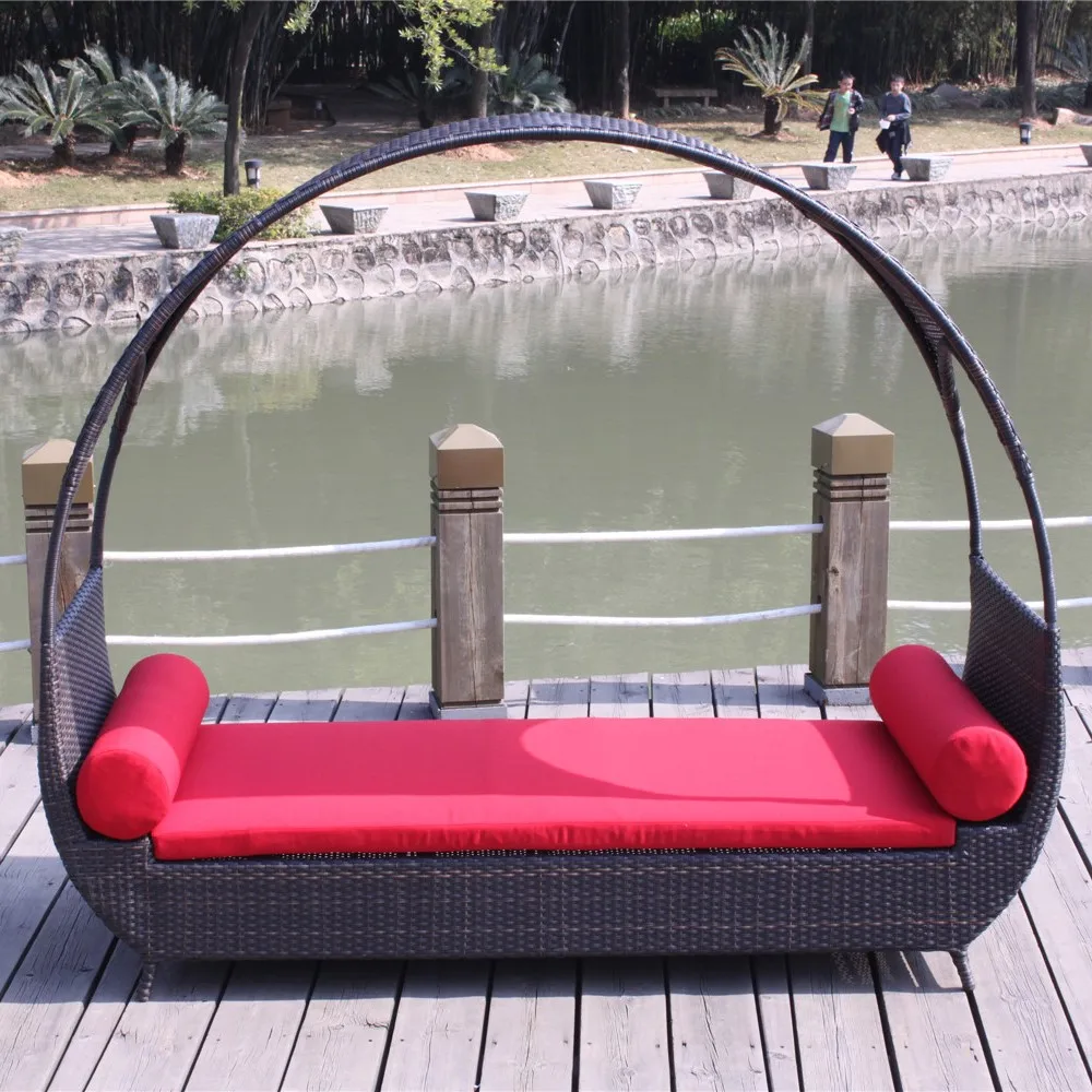 Wicker Beach Round Sofa Daybed Patio Poolside Garden Sun Lounger Outdoor Outdoor Furniture Outdoor Canopy Sun Bed Modern