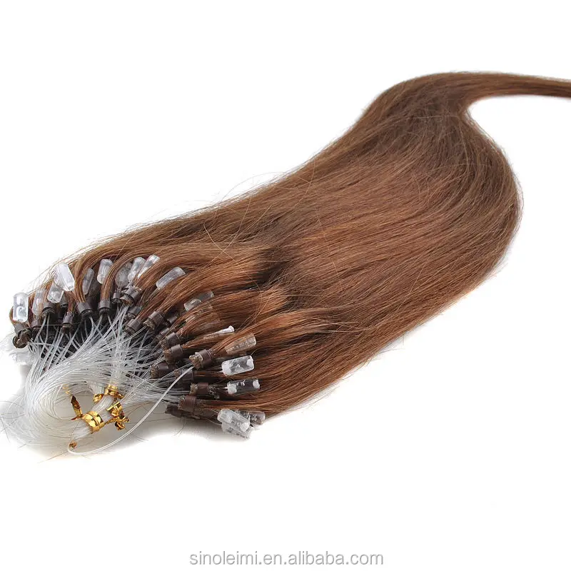 Hot new Micro Loop Ring/Beads Hair Extensions Human Natural Silky Straight Hair #06 dark chocolate brown 100s/set 0.5g/strand