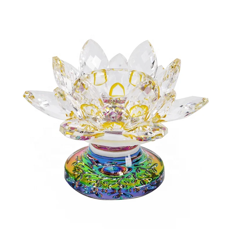 Оптовая продажа, подсвечник в виде цветка лотоса из хрустального стекла в подарочной коробке