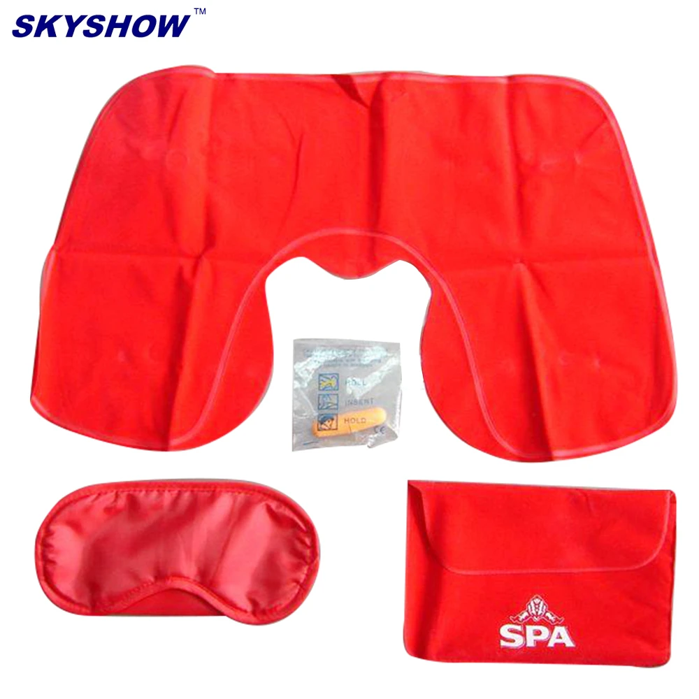Airline Travel Kits Inflatable Pillow Set with Hearing Protection Eye Mask And Ear Plug