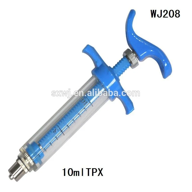 10ml 20ml plastic steel syringe valve blue veterinary syringe